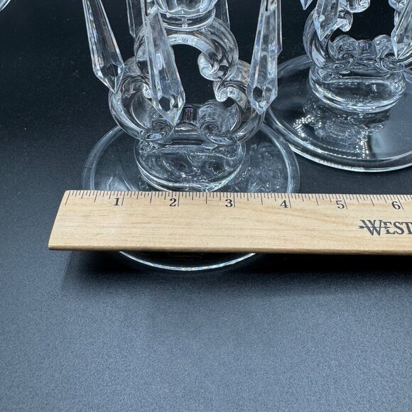 Pottery Barn Olivia Taper Clear Crystal Candle Holder Tear Drop Crystal Accents - Picture 7 of 11